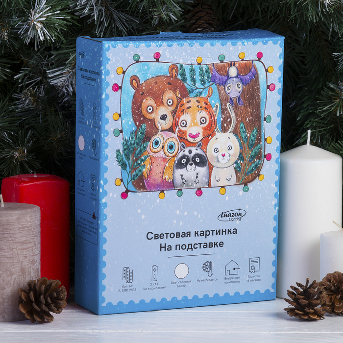 Световая картинка на подставке "Снеговик", SMD 2835, 8 LED, 3*АА (не в комплекте)