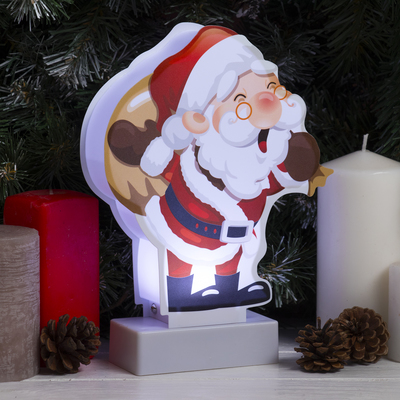 Световая картинка на подставке "Санта", SMD 2835, 8 LED, 3*АА (не в комплекте)