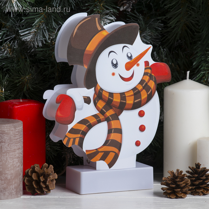 

Картинка световая на подставке "Снеговичок", SMD 2835, АА*3 (не в компл.), 8 LED