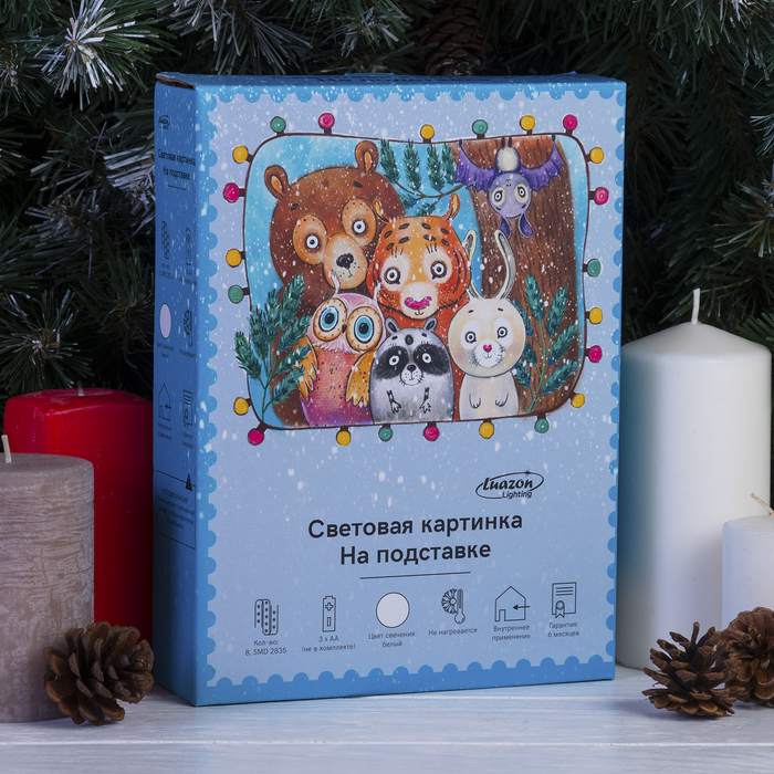 Световая картинка на подставке "Снеговичок", SMD 2835, 8 LED, 3*АА (не в комплекте)