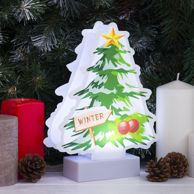 Световая картинка на подставке "Ёлка", SMD 2835, 8 LED, 3*АА (не в комплекте)