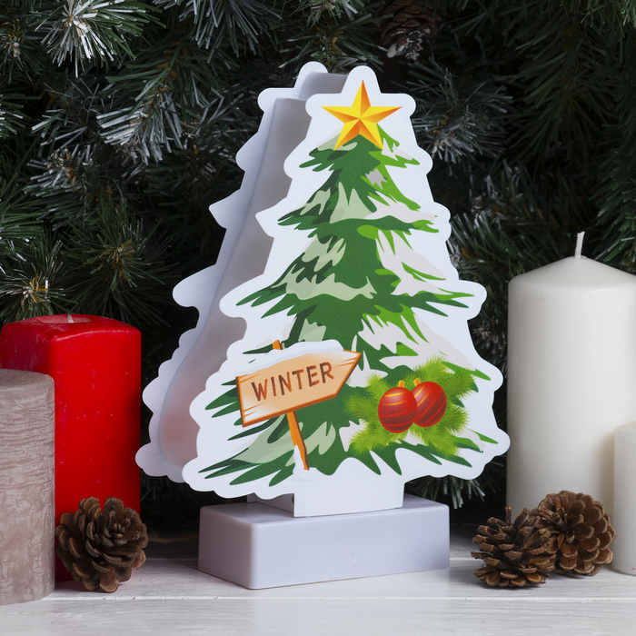 Световая картинка на подставке "Ёлка", SMD 2835, 8 LED, 3*АА (не в комплекте)