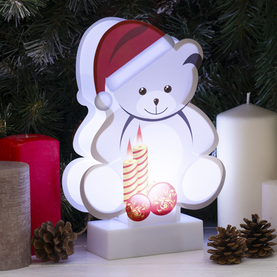 Световая картинка на подставке "Мишка", SMD 2835, 8 LED, 3*АА (не в комплекте)