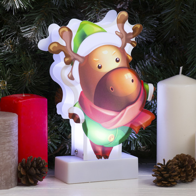 Световая картинка на подставке "Олень", SMD 2835, 8 LED, 3*АА (не в комплекте)