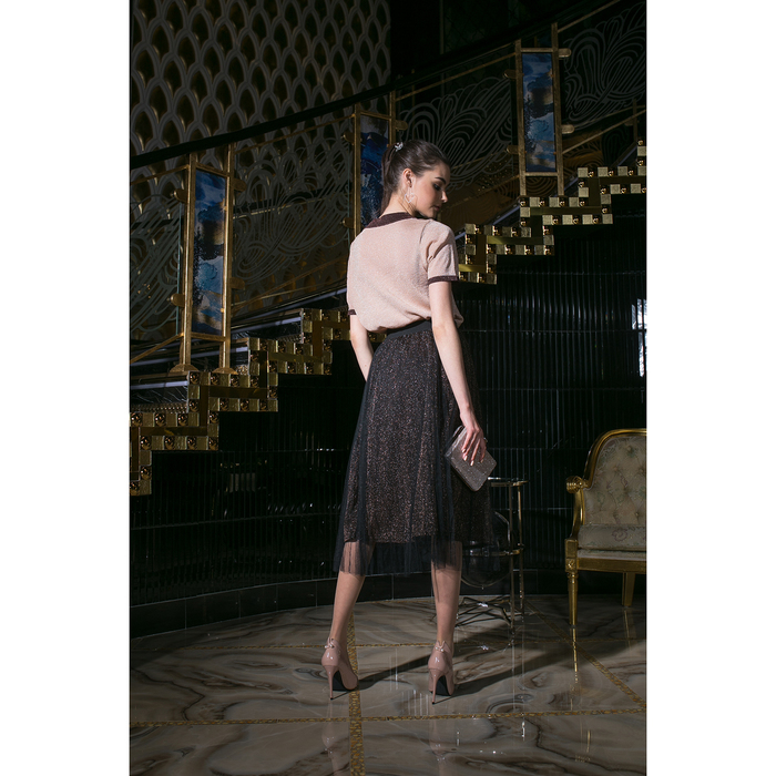 Юбка миди р.42-44, цв.бронзовое сияние