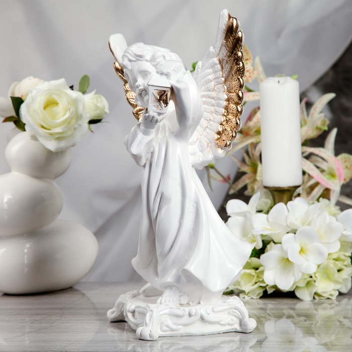 Статуэтка "Ангел с фонарём" позолота