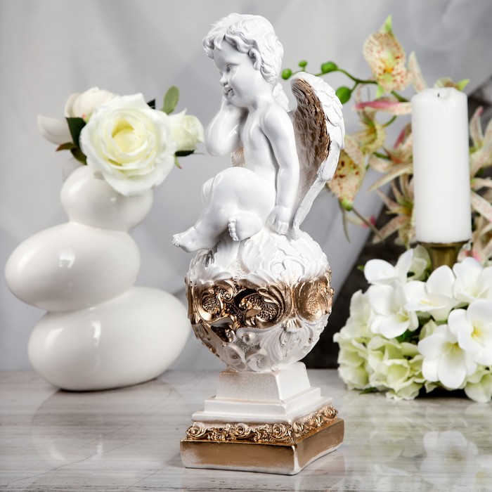 Статуэтка "Ангел на шаре" 37 см, позолота