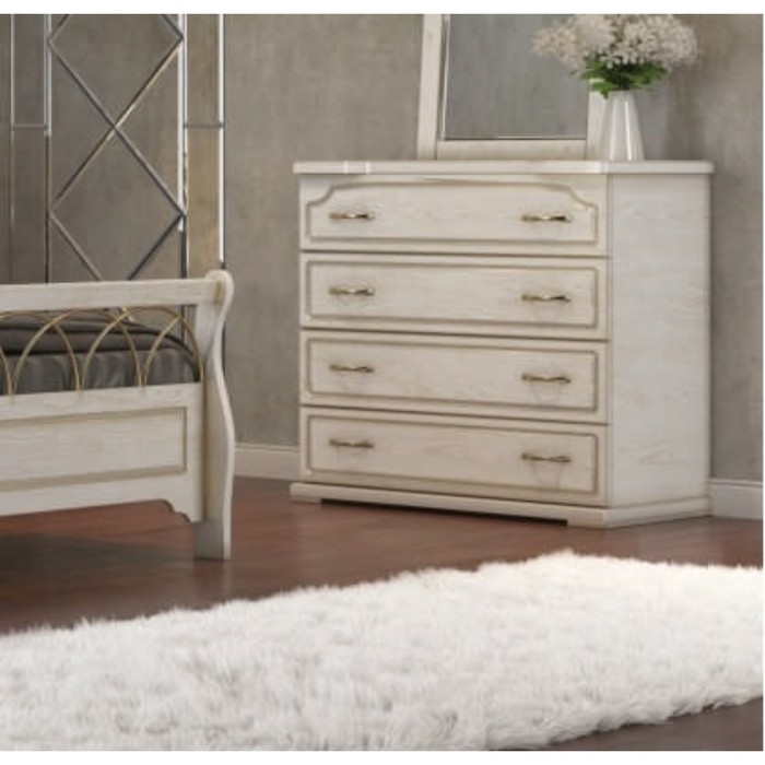 Комод 3, 900 × 470 × 900 мм, мдф шпон, цвет слоновая кость/золотой