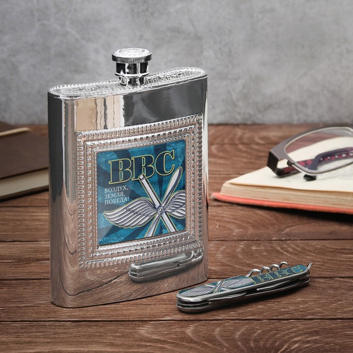 Подарочный набор "ВВС": фляжка пластик 240 мл, нож-мультитул 9 х 2,5 см