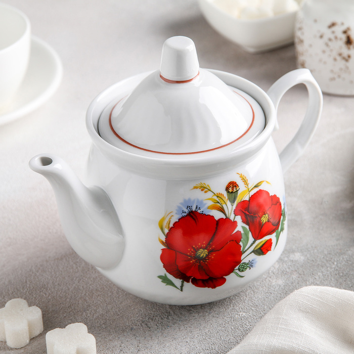 Чайник 550 мл "Маки красные"