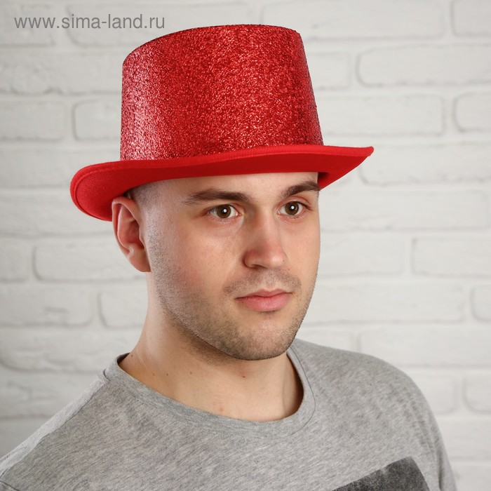фото Карнавальная шляпа «блеск», р-р 56-58, цвет красный страна карнавалия