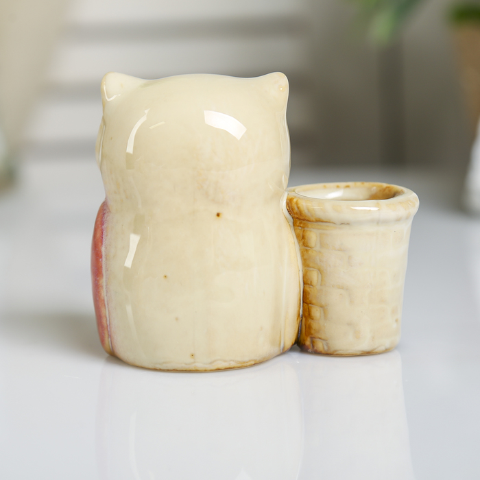 Сувенир керамика подставка для зубочисток "Маленький филин" МИКС 7,5х8,5х5 см