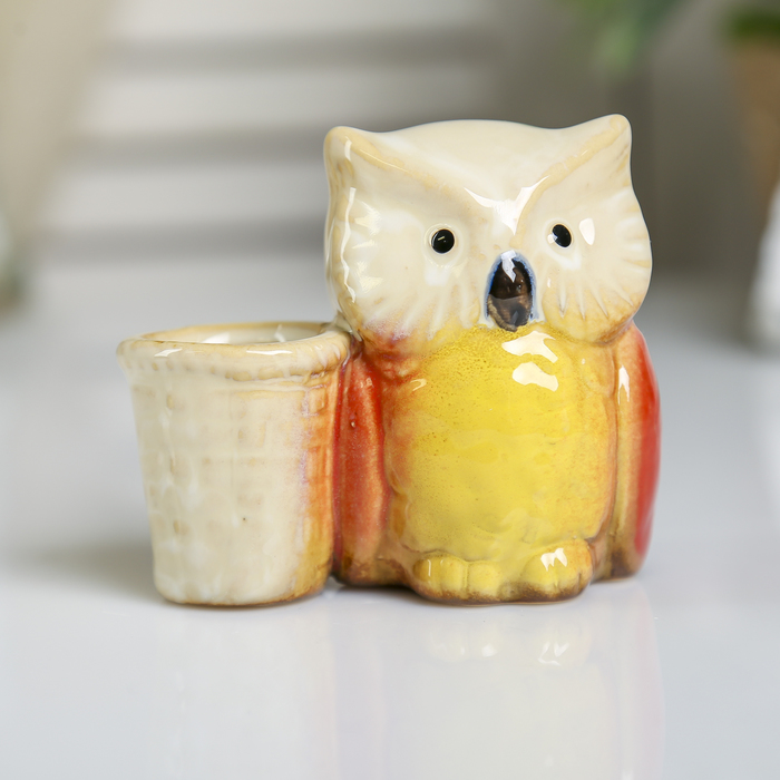 Сувенир керамика подставка для зубочисток "Маленький филин" МИКС 7,5х8,5х5 см
