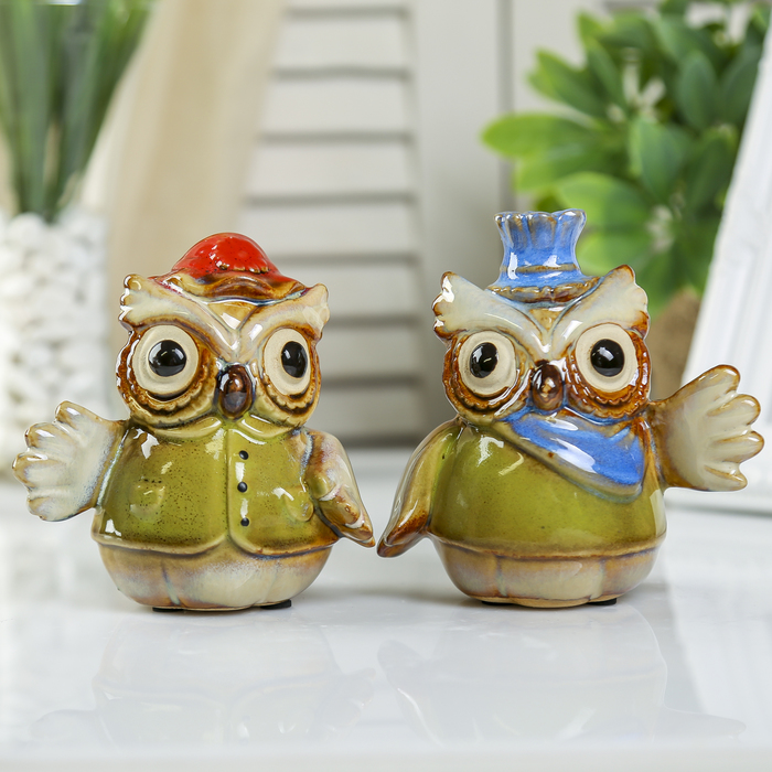 Сувенир керамика "Нарядный филин" МИКС 10,3х10х6,8 см