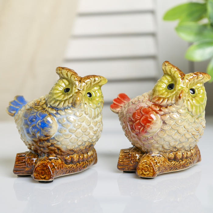 Сувенир керамика подставка для зубочисток "Филин на ветке" 8х6,5х7 см