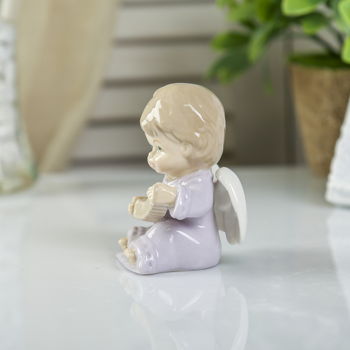 Сувенир керамика "Ангелочек с музыкальным инструментом" МИКС 9х7,5х3,2 см