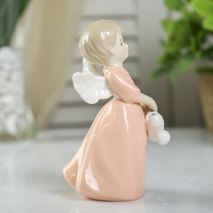 Сувенир керамика "Ангел-девочка в цветном платье с лейкой/мишкой" МИКС 13,5х6,4х6 см