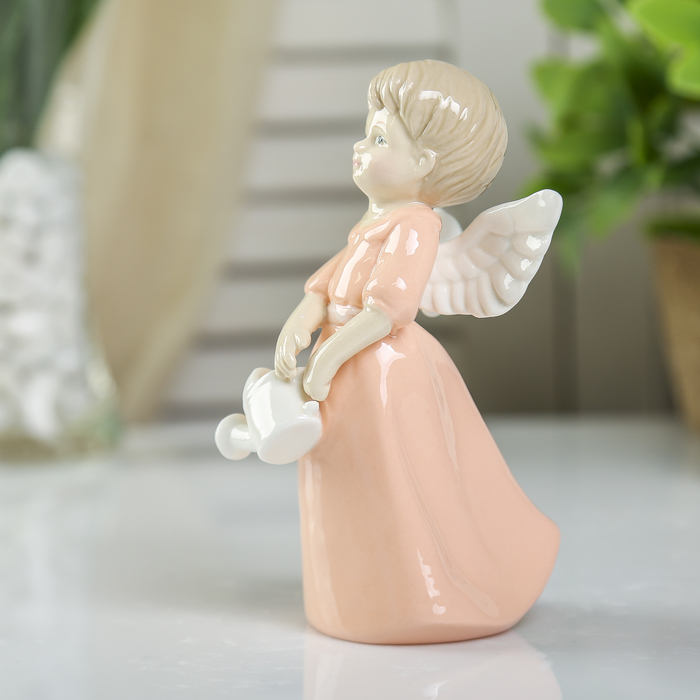 Сувенир керамика "Ангел-девочка в цветном платье с лейкой/мишкой" МИКС 13,5х6,4х6 см