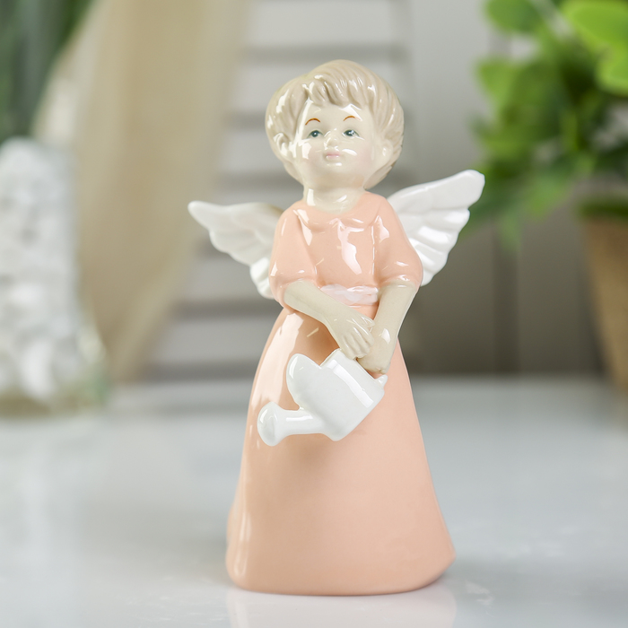 Сувенир керамика "Ангел-девочка в цветном платье с лейкой/мишкой" МИКС 13,5х6,4х6 см