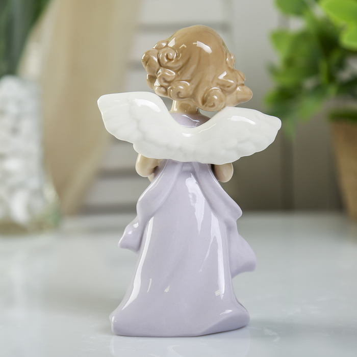 Сувенир керамика "Ангел-девочка с кудрями в цветном платье с букетом" МИКС 14,2х6,3х5,3 см