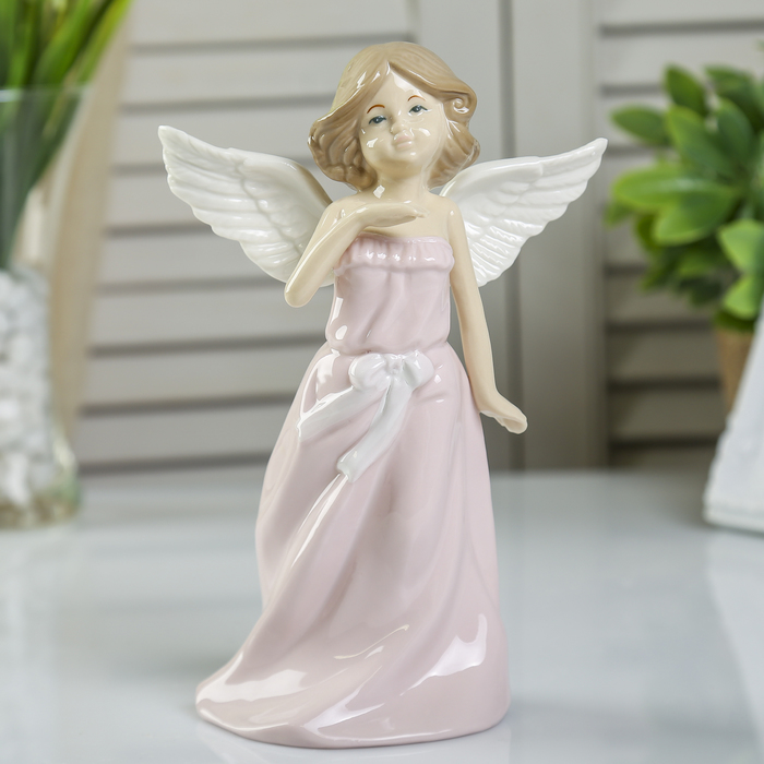 Сувенир керамика "Девочка-ангел в цветном платье - взгляд вдаль" МИКС 20,7х14х8 см