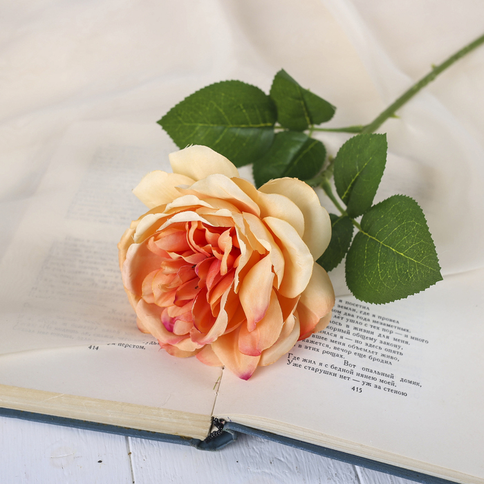 Цветы искусственные "Роза Остина" 9*45 см, персиковый