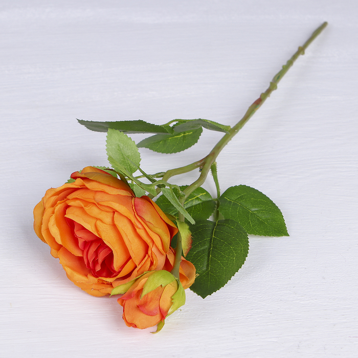 Цветы искусственные "Роза пионовидная два бутона" 7*37 см, оранжевый