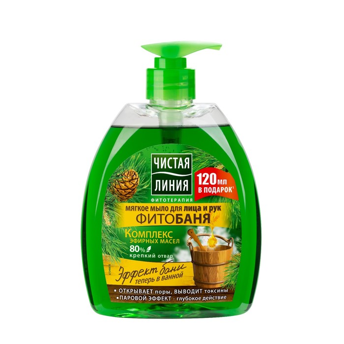 Мягкое мыло для лица и рук Чистая линия Фитобаня, 520 мл