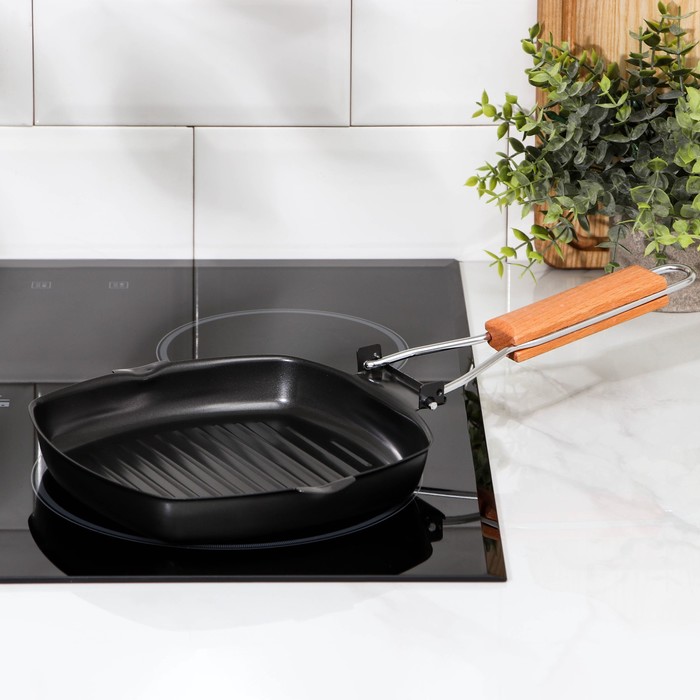 Сковорода-гриль 22 см, складная ручка