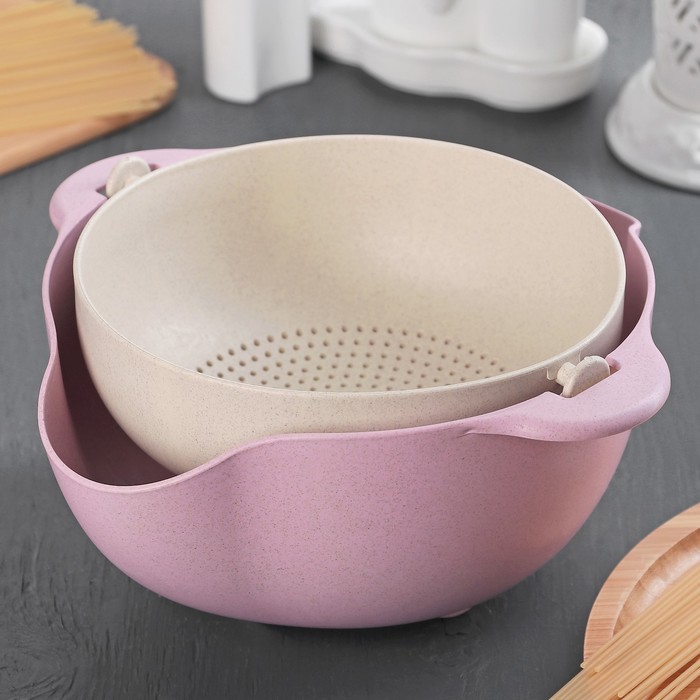 Дуршлаг с поддоном "Качель", цвета МИКС