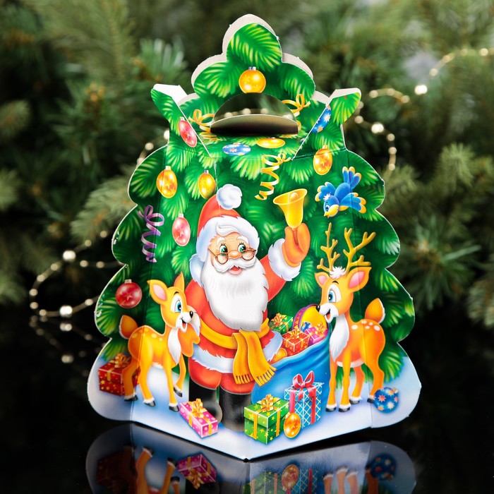 Подарочная коробка "Елка. Санта Клаус" мини, сборная, 15х11х14 см