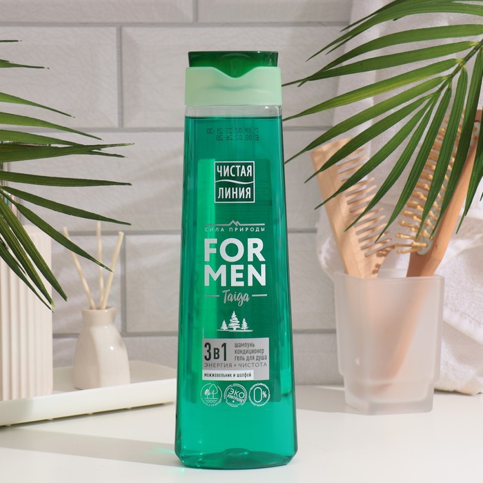 цена Шампунь для волос Чистая линия For Men 3 в 1 «Энергия и чистота», комплексный уход, 400 мл