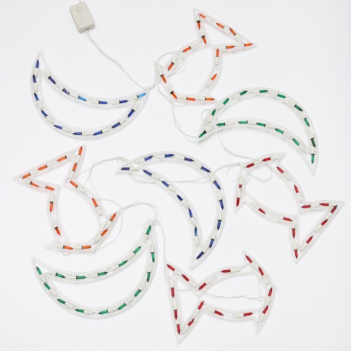 БАХРОМА, Ш:2,3м,В:0,25, "Звезда и фонарь" 8 фигур Н.Б. 120 ламп,к. 8р,МУЛЬТИ