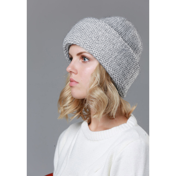 Шапка женская "Джинни" цвет тёмно-серый, р-р 56