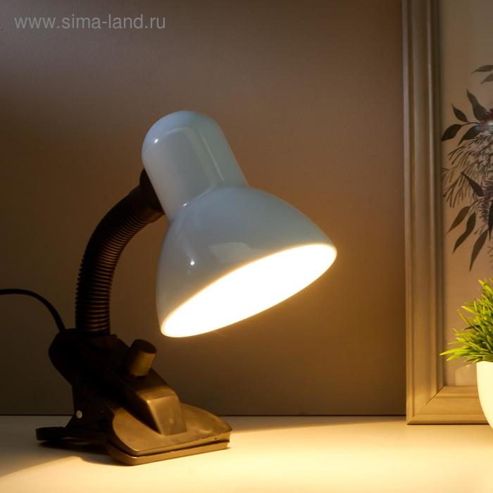 фото Лампа настольная е27, светорегулятор, на зажиме (220в) белая 26х13х11 risalux