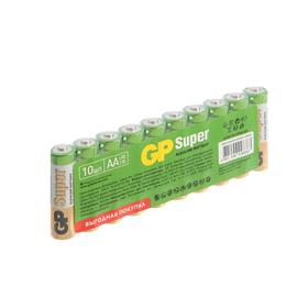 Батарейка алкалиновая GP Super, AA, LR6-10S, 1.5В, спайка, 10 шт. от Сима-ленд