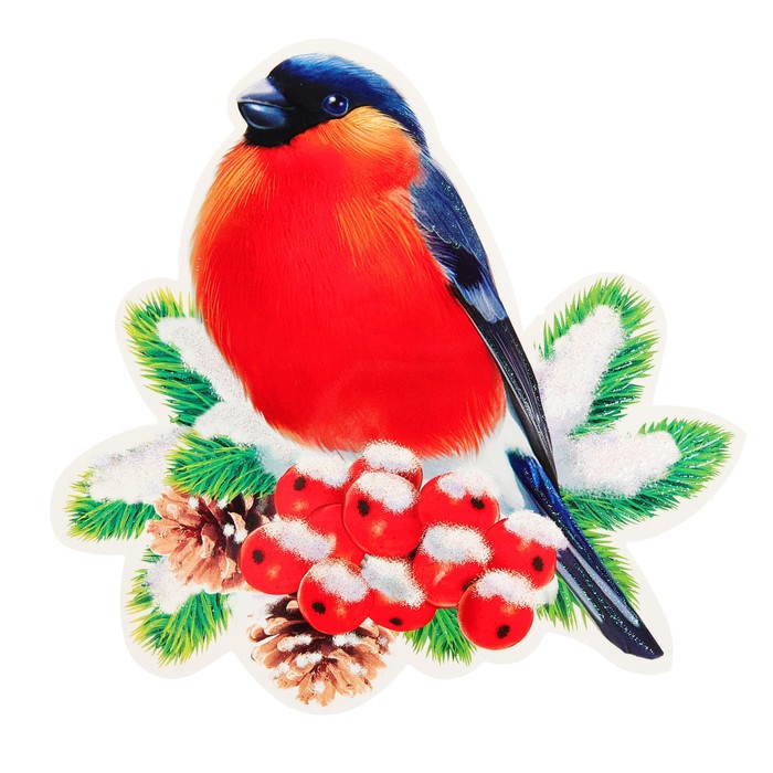 Открытка на липучке "Снегирь на ветке", 17х17см