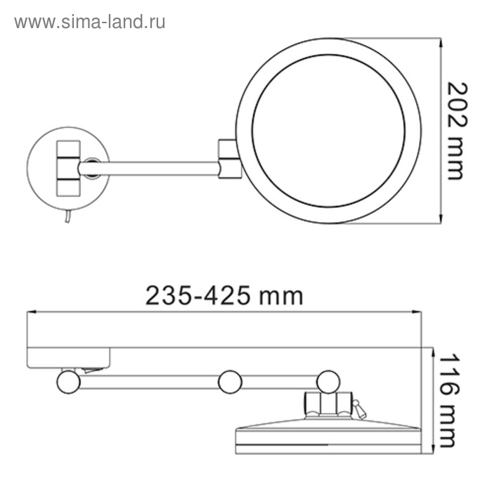 

Зеркало с LED-подсветкой, с 3-х кратным увеличением, хром K-1004