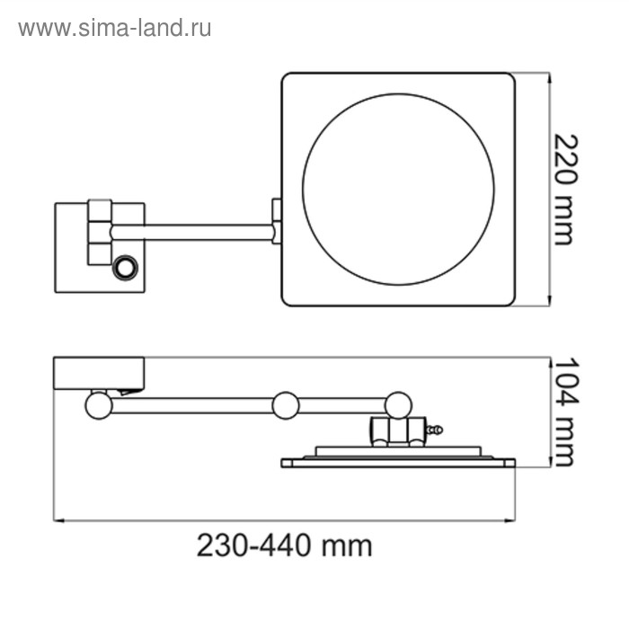 

Зеркало с LED-подсветкой, с 3-х кратным увеличением, хром K-1008