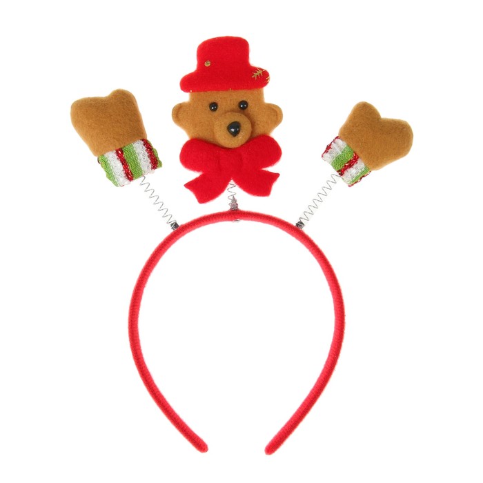 Карнавальный ободок "Мишка", цвет красный