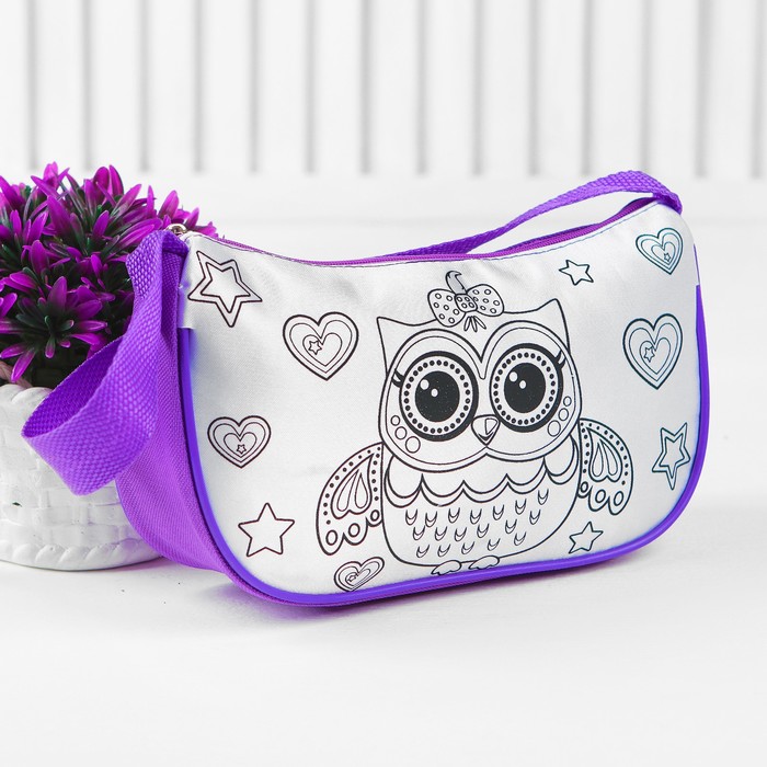 Сумочка для росписи "Совушки" с фломастерами и стразами ST-027-OWL