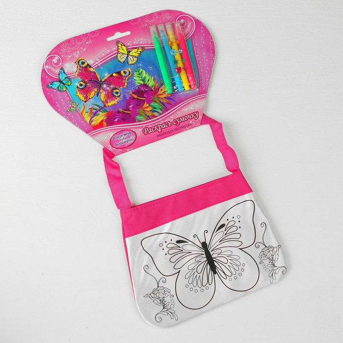 Сумочка для росписи "Цветы&Бабочки" с фломастерами и стразами ST-1506-BTF