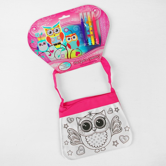 Сумочка для росписи "Совушки" с фломастерами и стразами ST-1506-OWL