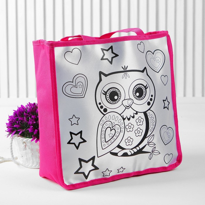 Сумочка для росписи "Совушки" с фломастерами и стразами ST-1507-OWL
