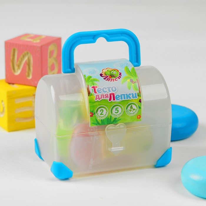 Тесто для лепки, 5 цветов в сундучке + 2 формочки