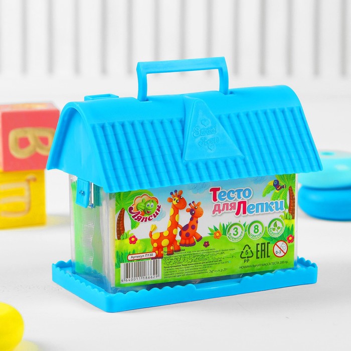 Тесто для лепки "Домик", 8 цветов + 3 формочки