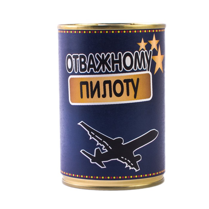 Носки в консервной банке ТРИО "Отважному пилоту" (носки мужские, цвет черный)