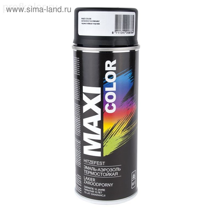 фото Эмаль-аэрозоль maxi color термостойкая, черная, 400 мл