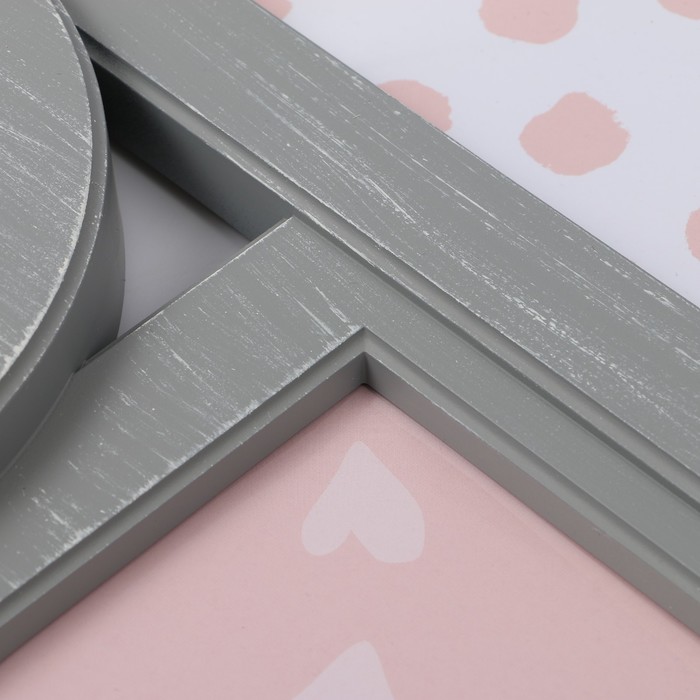 фоторамка пластик на 7 фото 10х15, 13х13 см "Фигурная" серая 43х40,5 см