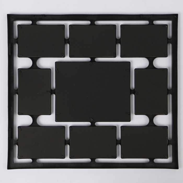 Фоторамка пластик на 9 фото 10х15, 20х15 см "Пазл" чёрная 61х56,5 см